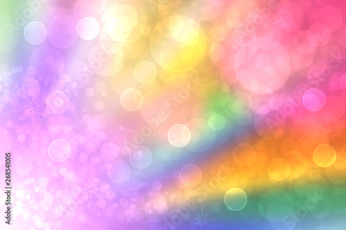 Abstract fresh vivid colorful fantasy rainbow background texture with smooth rays and defocused bokeh lights. Beautiful light pastel texture.