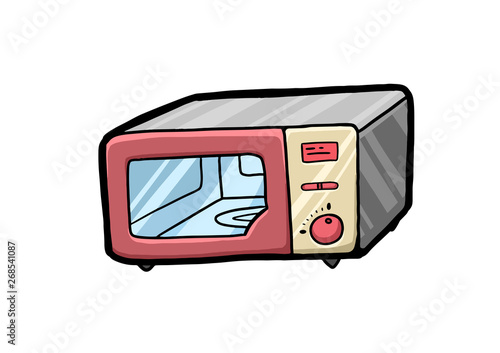 Hand Drawn microwave oven doodle. Sketch style icon. Decoration element. Isolated on white background. Flat design. Vector illustration.