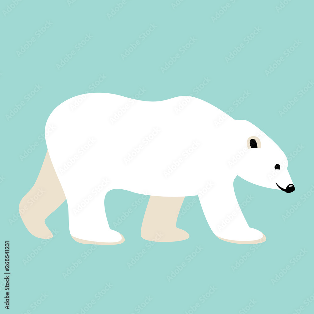 Fototapeta premium niedźwiedź polarny, ilustracji wektorowych, płaski, profil
