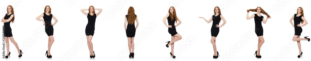 Young redhead lady in black dress Young redhead lady in black dress