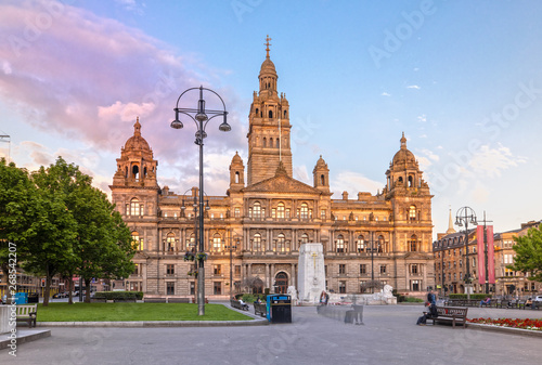 Glasgow City Chambers and George Square in Glasgow, Scotland photo