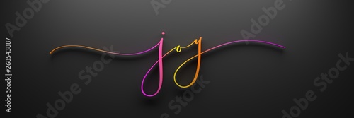 Murais de parede JOY 3D render of brush calligraphy with bright gradient on black background