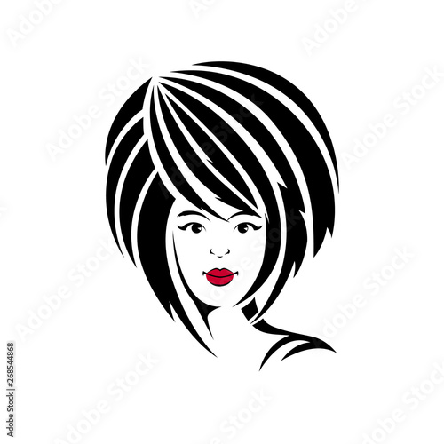 Portrait of a girl in a flat style can be used as a logo for a beauty salon  Vector illustration
