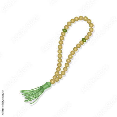 Rosary Isolated on white background, Islamic rosary vector illustration. Realistic Prayer beads of red color, design element.