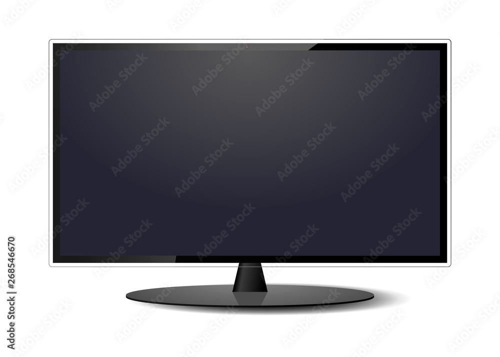 TV screen monitor, monitor with shadow and glare on isolated background, realistic vector illustration TV screen monitor, monitor with shadow and glare on isolated background, realistic vector illustration