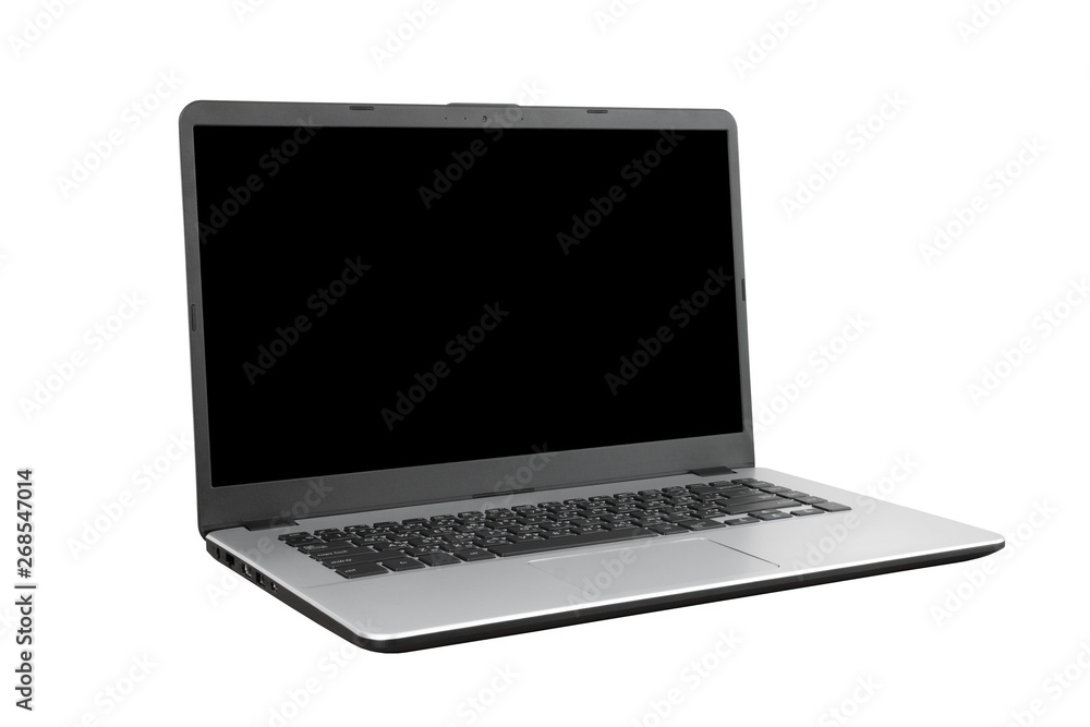 Laptop with blank screen on white background Laptop with blank screen on white background