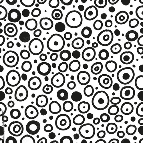 Abstract hand draw dots pattern in black and white. Concept composing with dots, circles and geometric shapes.
