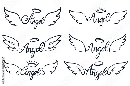 Obraz na plátně Angel wings lettering