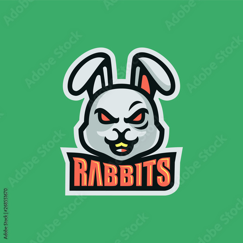 angry rabbit head esport logo mascot vector illustration