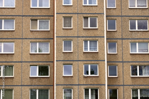 Communist socialist architecture. Architectural detail and pattern of social residential of apartments in Jablonec, Czech Republic