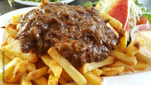 beef stew with french fries