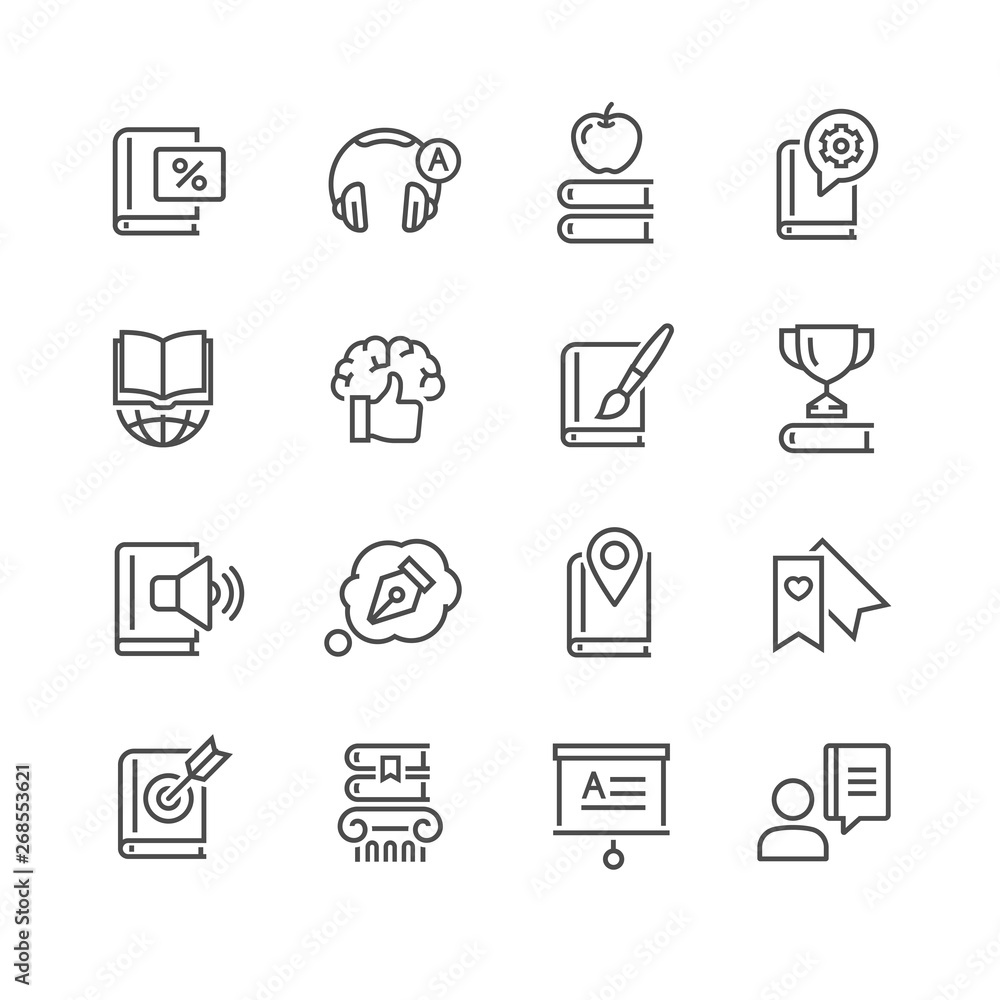 vector icons of education and science symbols