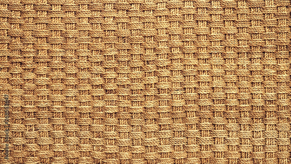 Closeup Shot of Woven / Weaving Rope Pattern or Texture in Monochrome Color  for Background, Backdrop, Wallpaper, Interior or Exterior Works with Copy  Space for Text. Stock Photo