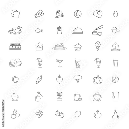 Food and drink set of 42 icons backgound