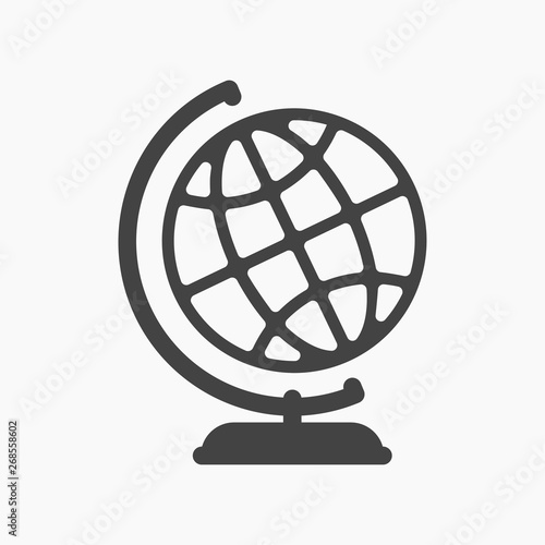 Simple black white world globus flat icon.