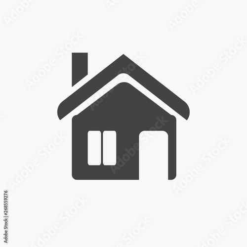 Black flat home, cottage, chalet icon.