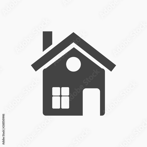 Black flat home, cottage, chalet icon.