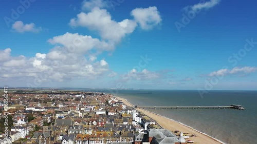 Aerial view of Deal town, Deal, Kent, UK Stock Video