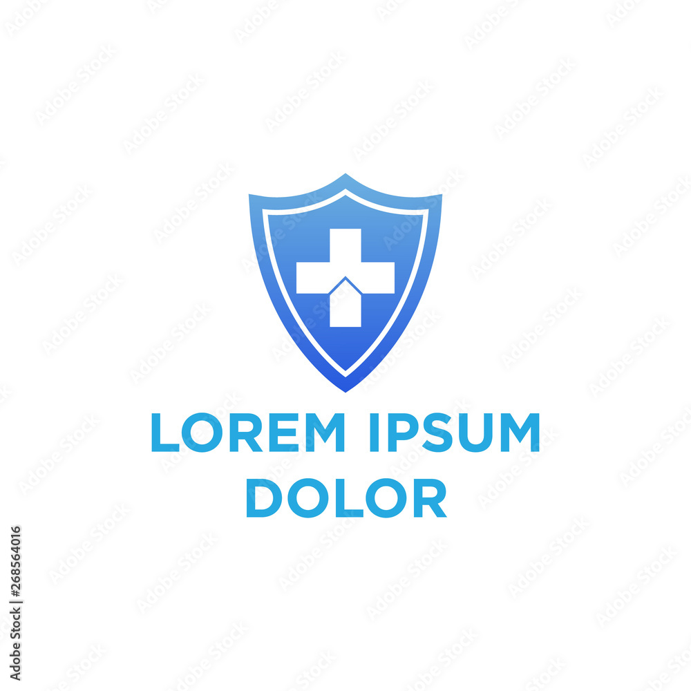 vector illustration shield and symbol plus icon logo design vector illustration shield and symbol plus icon logo design