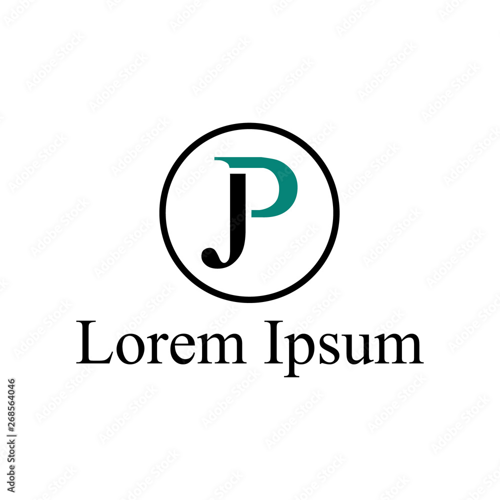 vector illustration letter j p and circle icon logo design vector illustration letter j p and circle icon logo design