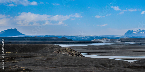 Icelandic landscape. Black sand valley.