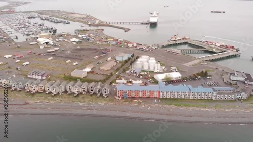 Views of Kachemak bay and the busy spit in Homer Alaska 