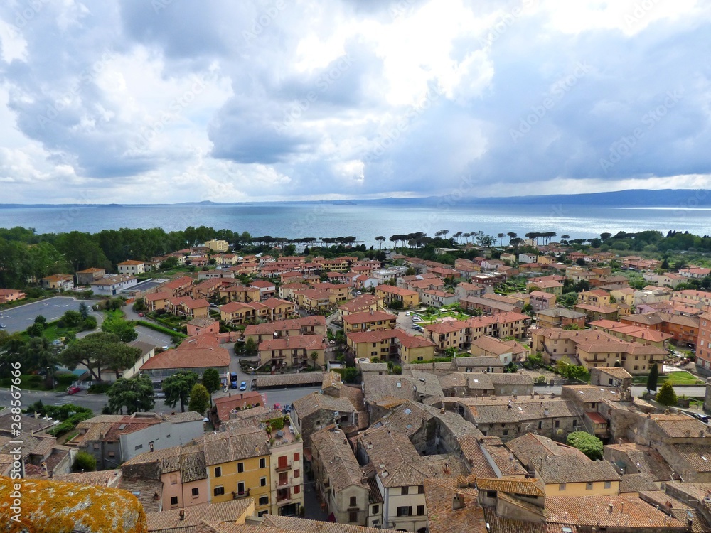 A View of a Storm Over Lago Di Bolsena seen from the Castle Wall of Bolsena