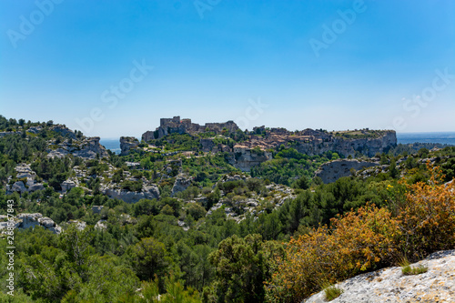 Landscape with rocks of Alpilles mountains in Provence, South of France