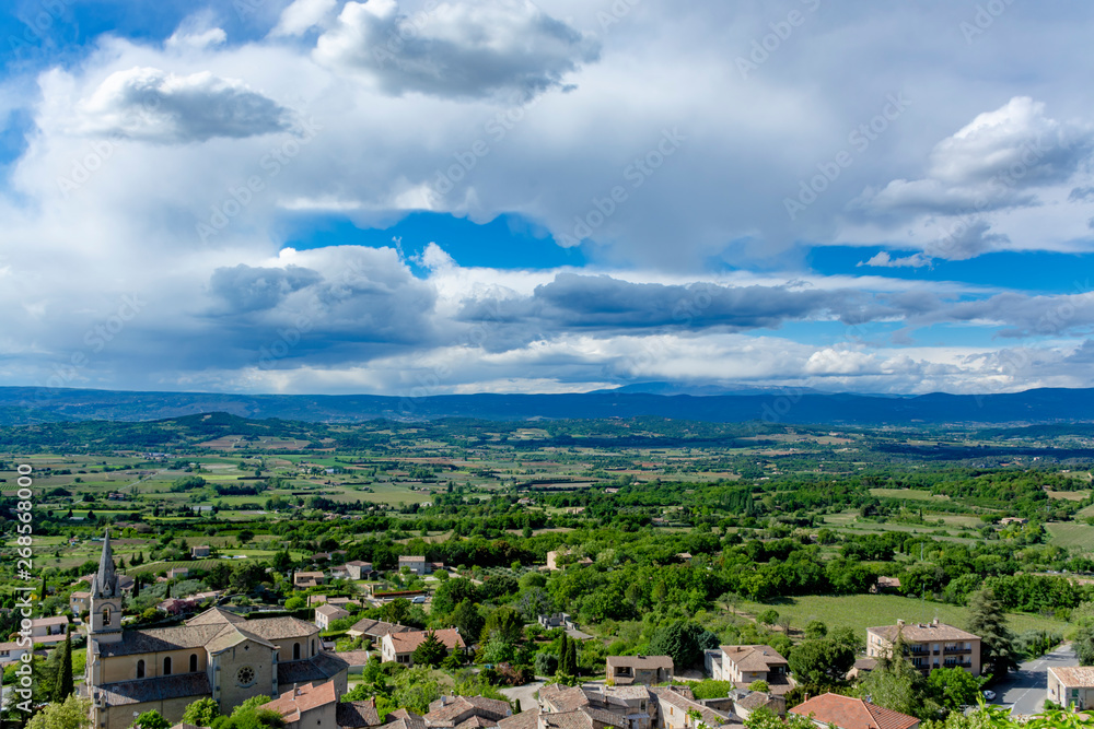 Landscape with fruitful Luberon valley in Provence, South of France