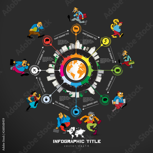 Abstract infographics template with cartoon character. Vector illustration photo