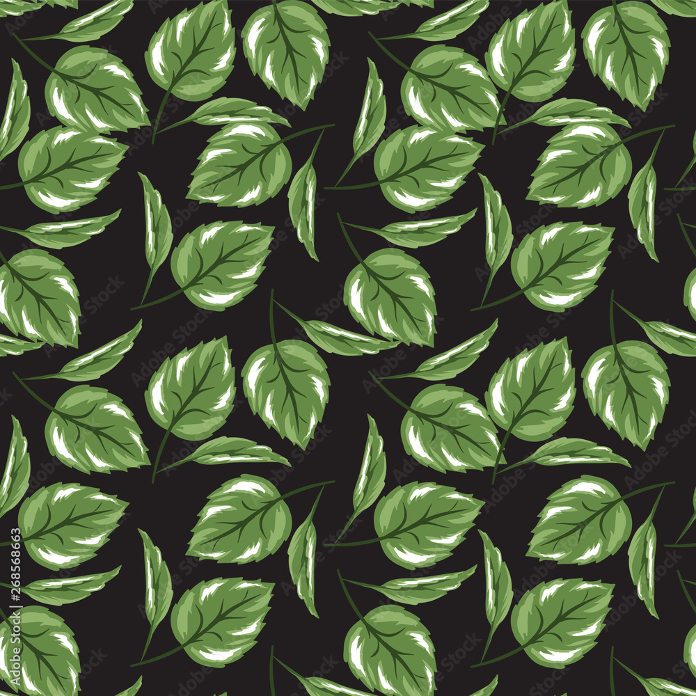 Seamless pattern leave design black background Seamless pattern leave design black background