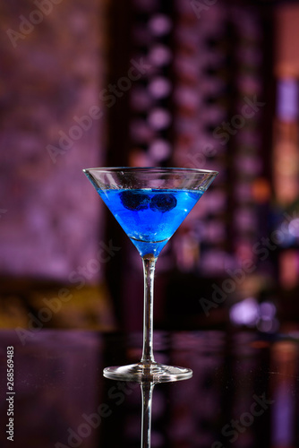 Sapphire Martini Cocktail on the Bar Counter