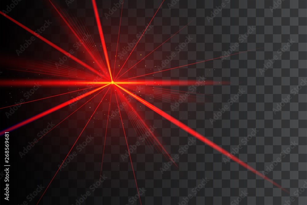 Party laser light on transparent black background. Red laser beam. Stock  Vector | Adobe Stock
