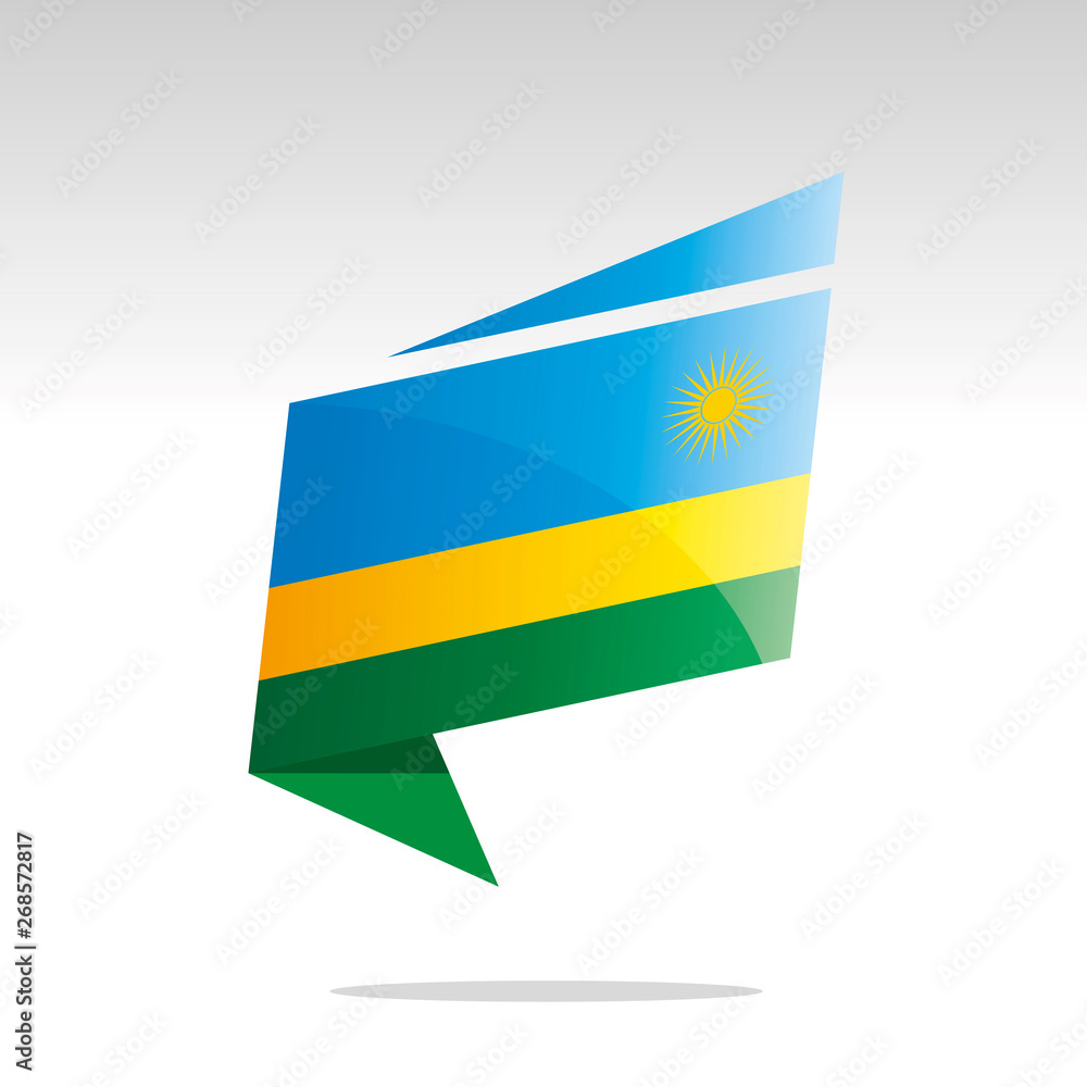 Fototapeta premium New abstract Rwanda flag origami logo icon button label vector