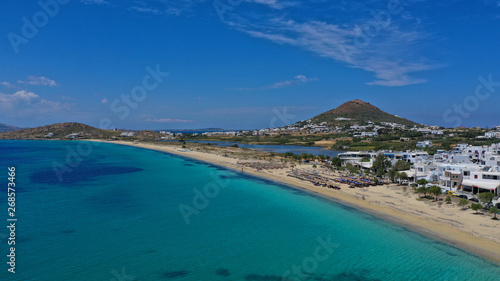 Fototapeta Naklejka Na Ścianę i Meble -  defaultAerial drone photo of breathtaking turquoise sandy beach of Agios Prokopis, Naxos island, Cyclades, Greece
