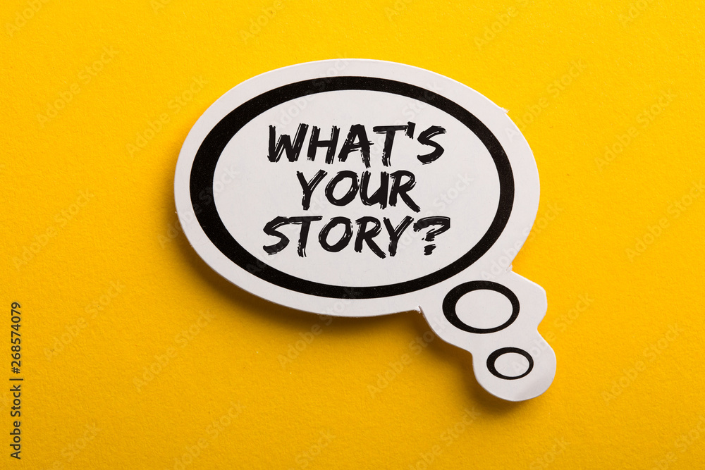 What Is Your Story Speech Bubble Isolated On Yellow Background What Is Your Story Speech Bubble Isolated On Yellow Background