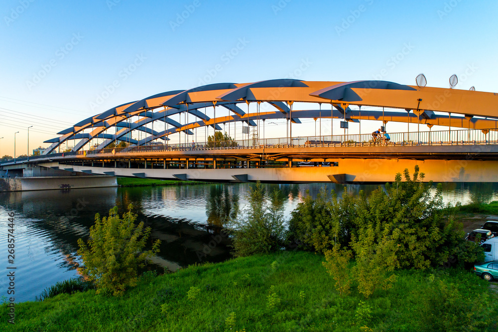 Obraz premium Suspension Kotlarski bridge in Krakow, Poland