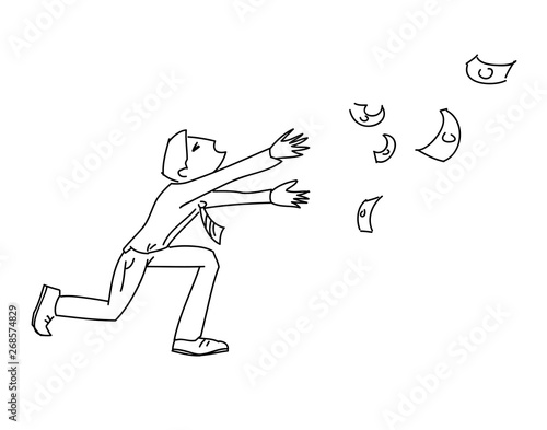 man run money fly away vector illustration follow