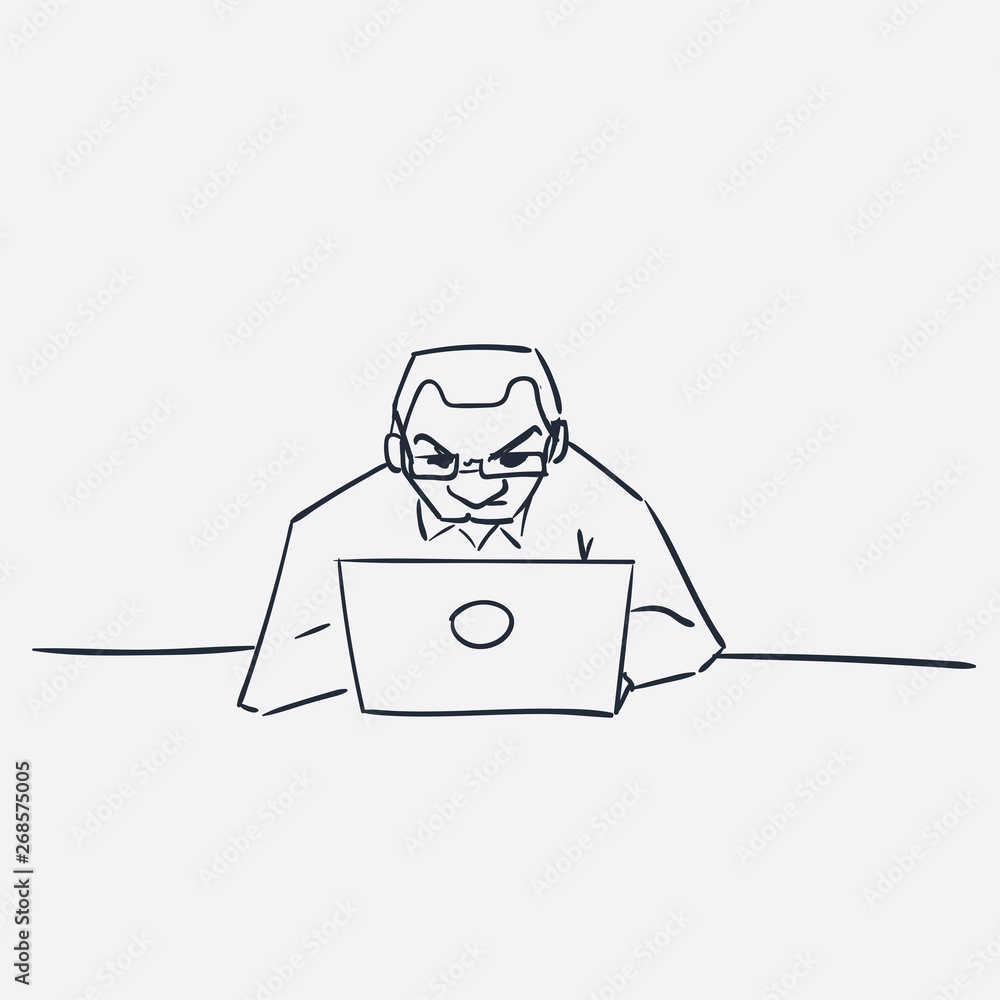 men with laptop vector illustration sketch isolated doodle men with laptop vector illustration sketch isolated doodle