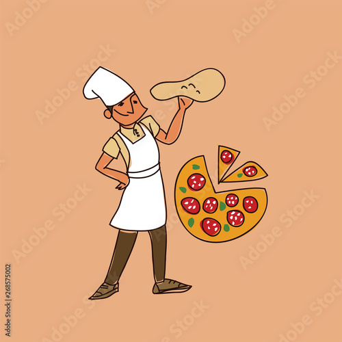 pizza master vector illustration sketch illustration isolated