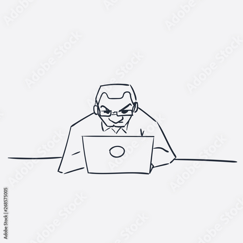 men with laptop vector illustration sketch isolated doodle