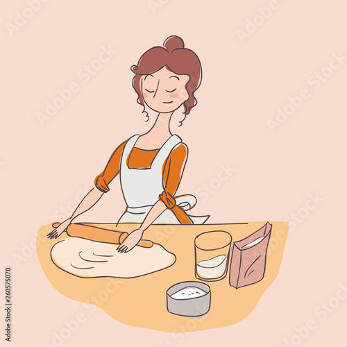 dough cook housewife vector illustration hand drawn