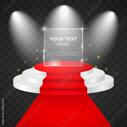 Empty  stage vector design template with white color and red carpet