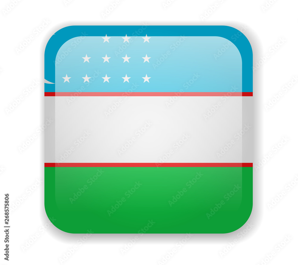 Uzbekistan flag bright square icon on a white background Uzbekistan flag bright square icon on a white background