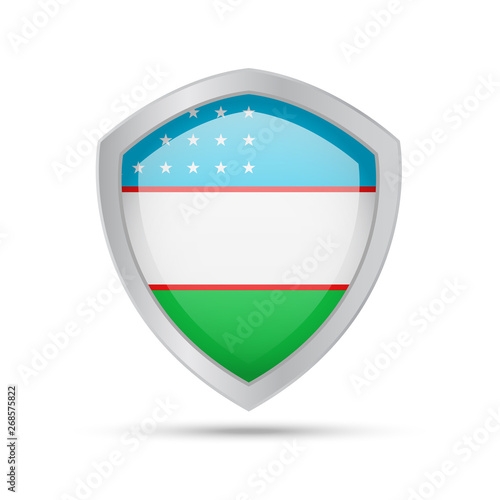 Shield with Uzbekistan flag on white background. Free Download Shield with Uzbekistan flag on white background. - GFXLoad