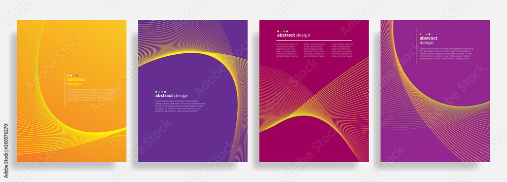 set of abstract card design template with futuristic modern style, minimalist concept and bright color use for print, flyer, banner, background, poster and annual report cover