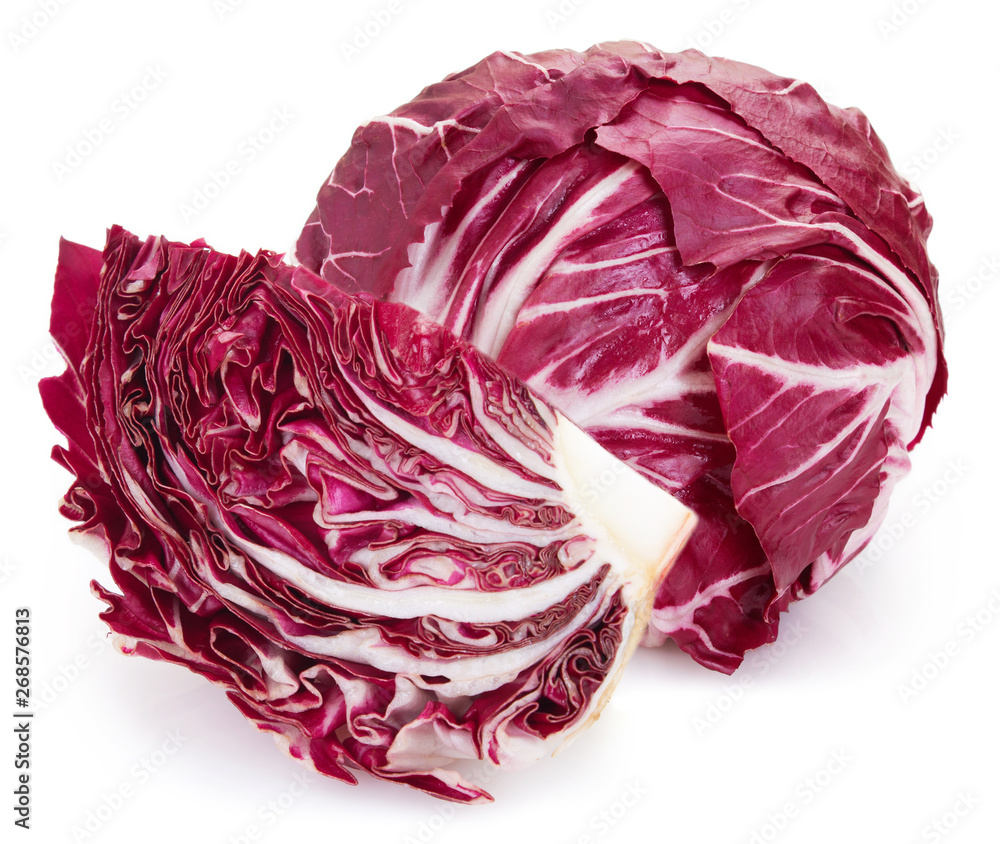 Obraz premium Fresh radicchio on white background. Red salad.