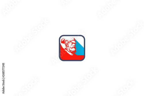  icon with russian man on white background - vector