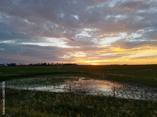 sunset over the pond in Nebraska