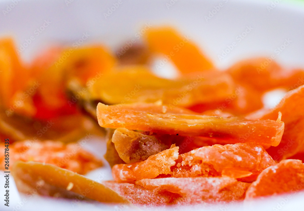 Dried and candied fruits in sugar Dried and candied fruits in sugar